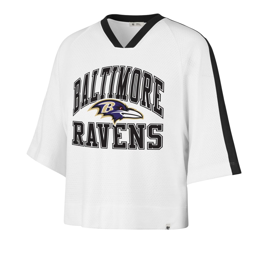 Baltimore Ravens '47 Women's Big Overarch Drop Needle Raglan V-Neck T-Shirt - White