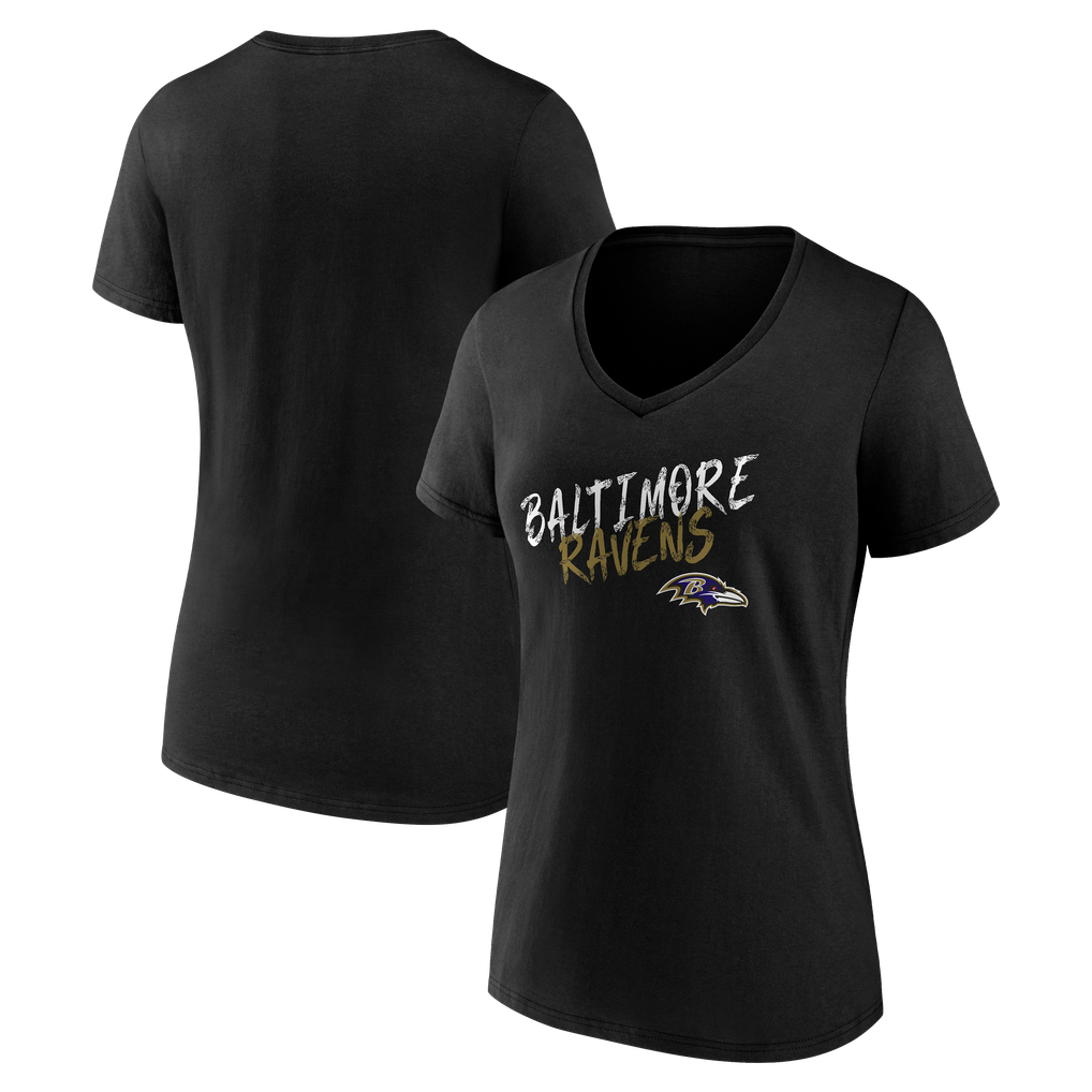 Baltimore Ravens Women's Hustle V-Neck T-Shirt - Black