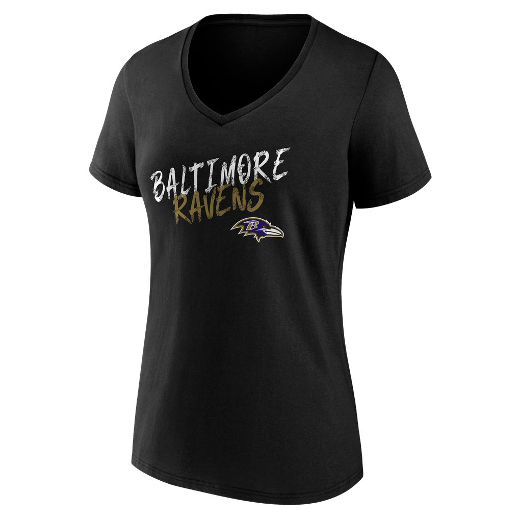 Baltimore Ravens Women's Hustle V-Neck T-Shirt - Black