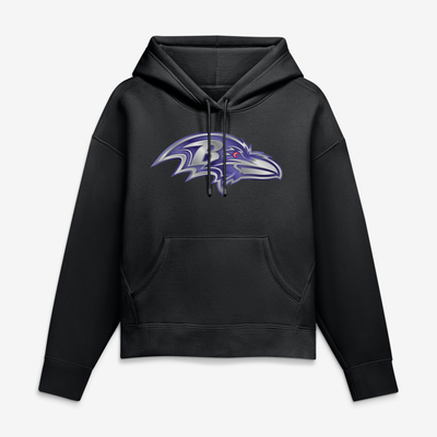 Baltimore Ravens Women's Metallic Mascot Hoodie - Black