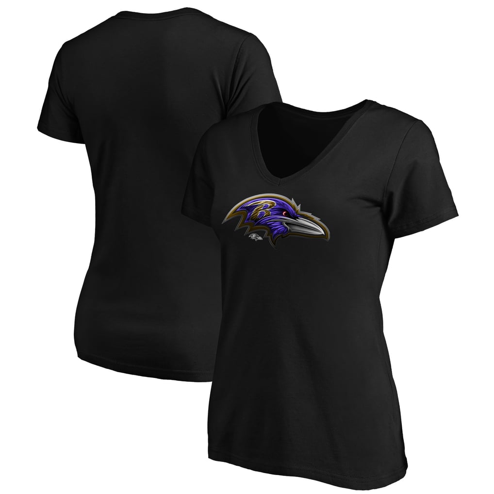 Baltimore Ravens Women's Midnight Mascot Logo V-Neck T-Shirt - Black
