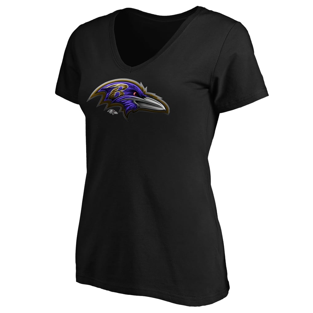 Baltimore Ravens Women's Midnight Mascot Logo V-Neck T-Shirt - Black