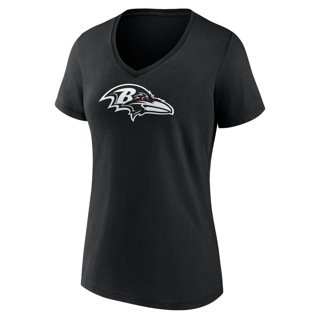 Baltimore Ravens Women's Personalized Name & Number Monochrome V-Neck T-Shirt - Black