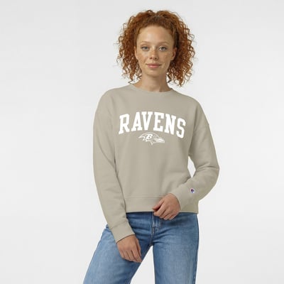  Baltimore Ravens Champion Women's Powerblend Cocoa Butter Fleece Sweatshirt - Light Brown