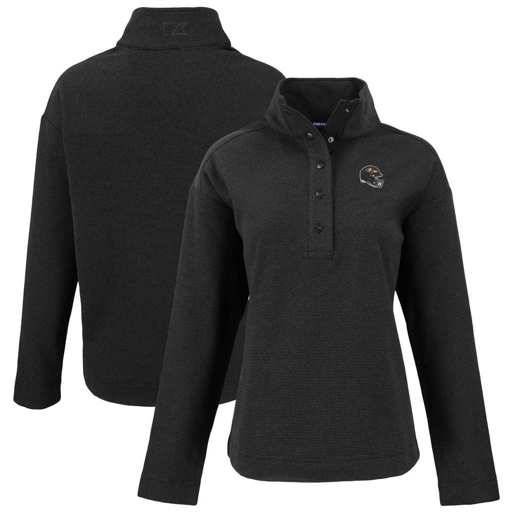  Baltimore Ravens Cutter & Buck Women's Hunts Point Eco Half-Snap Sweatshirt - Black