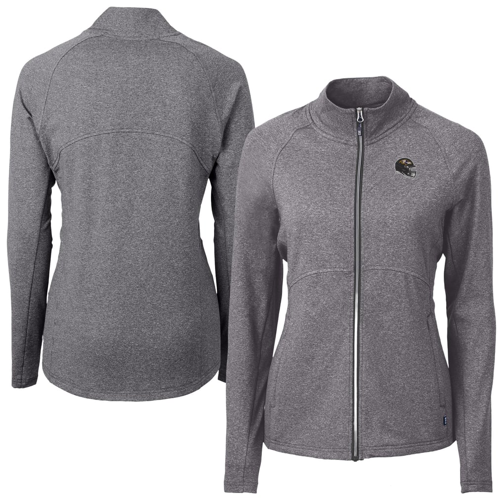 Baltimore Ravens Cutter & Buck Women's Adapt Eco Knit Heather Full-Zip Jacket - Heather Black