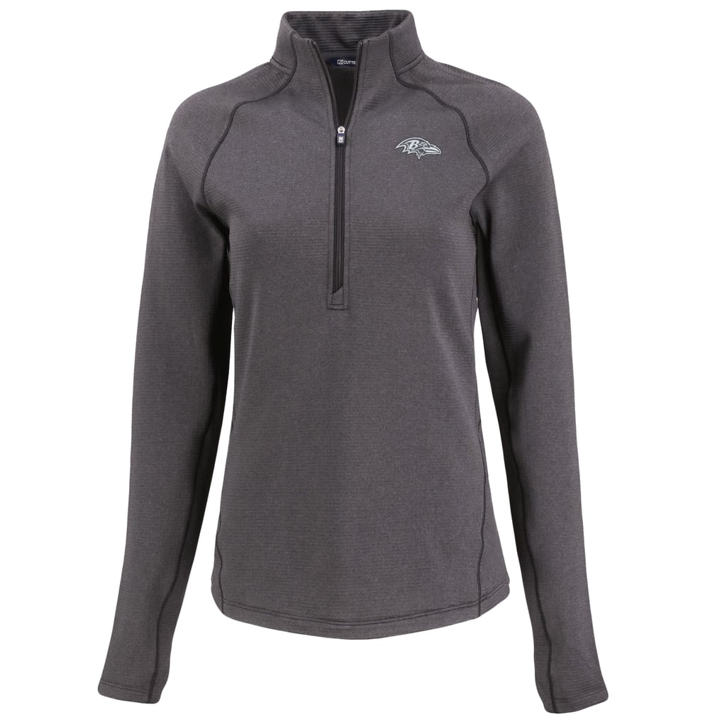 Baltimore Ravens Cutter & Buck Women's  Peshastin Eco Fleece Recycled Tri-Blend Raglan Half-Zip Jacket - Heather Black
