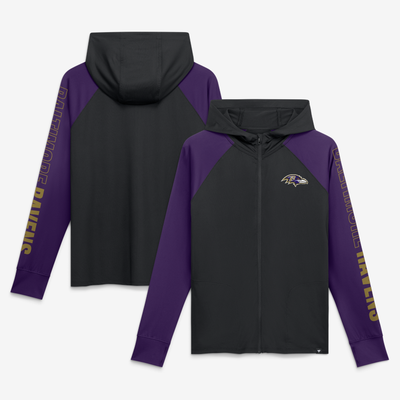 Baltimore Ravens Fanatics Women's Cornerback Blitz​ Raglan Full-Zip Hoodie - Black/Purple