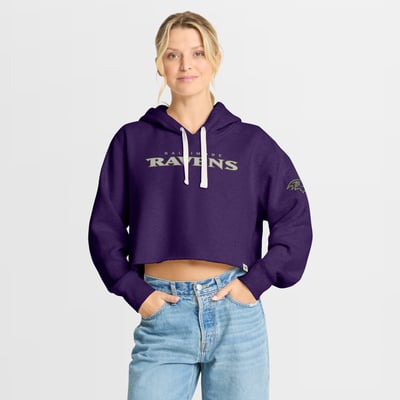 Baltimore Ravens Fanatics Women's Oversized Heritage Cropped Hoodie - Purple