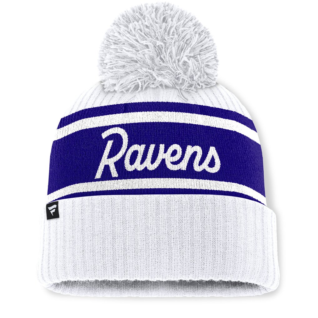 Baltimore Ravens Fanatics Pass Interference Cuffed Knit Hat with Pom  - White