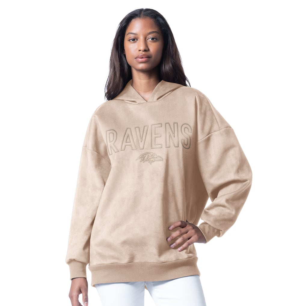  Baltimore Ravens G-III 4Her by Carl Banks Women's Best Hitter Oversized Tunic Pullover Hoodie - Cream