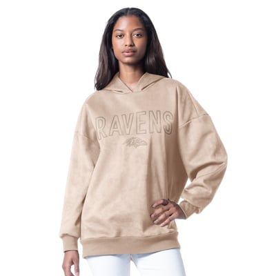  Baltimore Ravens G-III 4Her by Carl Banks Women's Best Hitter Oversized Tunic Pullover Hoodie - Cream