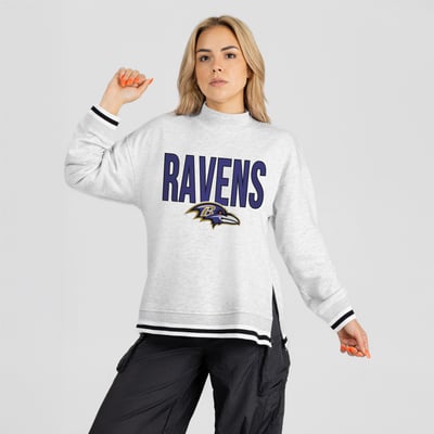 Baltimore Ravens Gameday Couture Women's Rally Point Contrast Stripe Mock Neck Sweatshirt - Ash