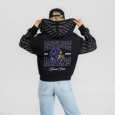 Baltimore Ravens Gameday Couture Women's Eyes on the Prize Mid-Crop Full-Zip Hoodie - Black