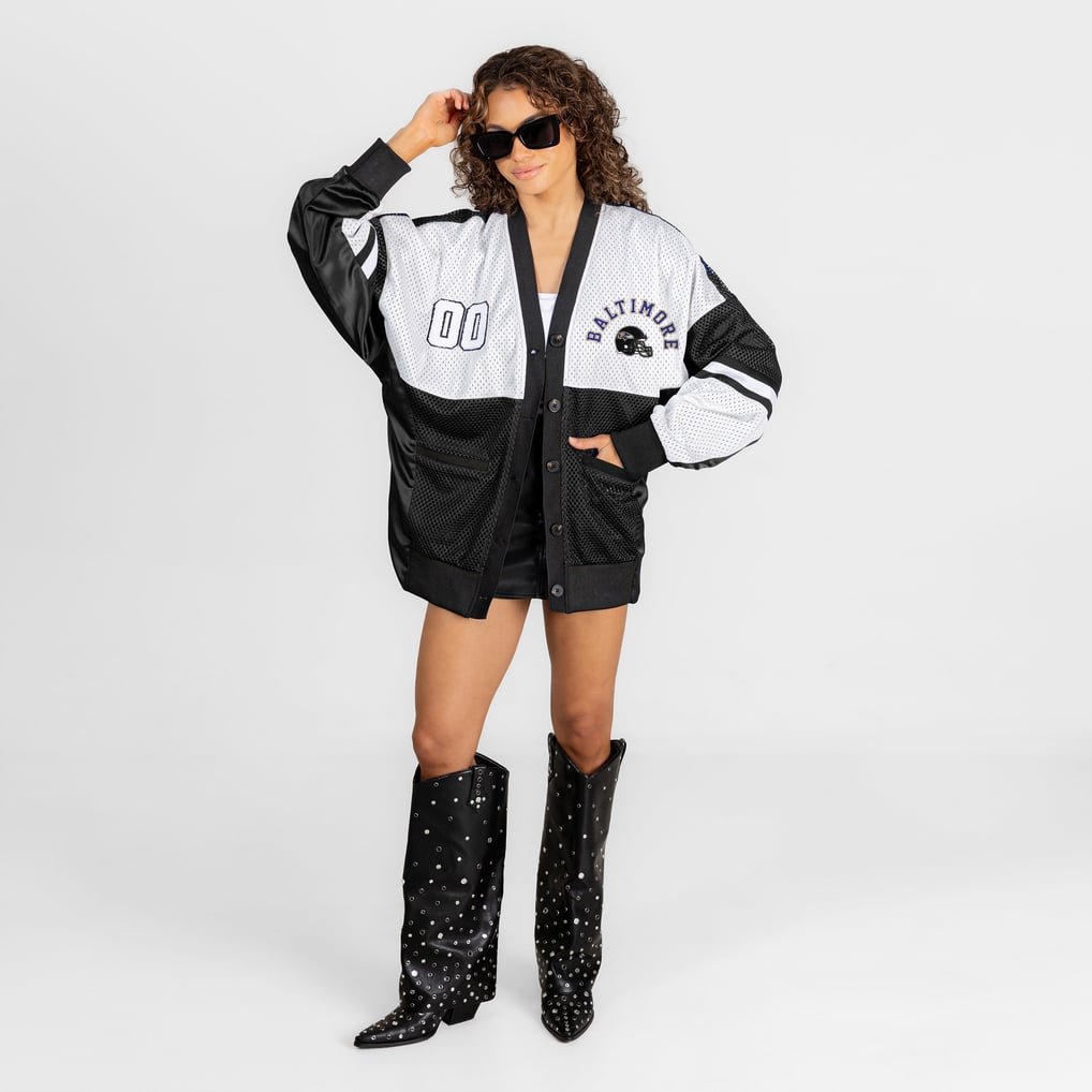 Baltimore Ravens Gameday Couture Women's  MVP Era Satin Button-Down Cardigan - Black
