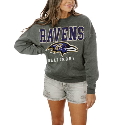 Baltimore Ravens Gameday Couture Women's Oversized Bring The Energy Pullover Sweatshirt – Charcoal