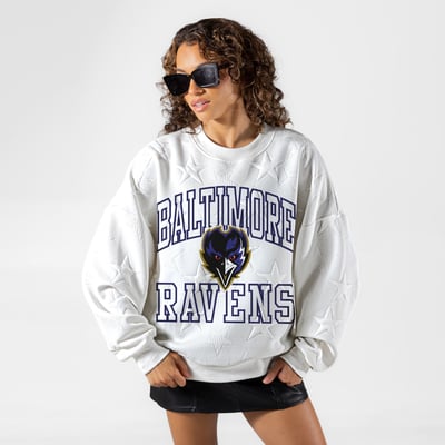 Baltimore Ravens Gameday Couture Women's Big Play Energy Tonal Star Embossed Sweatshirt - White