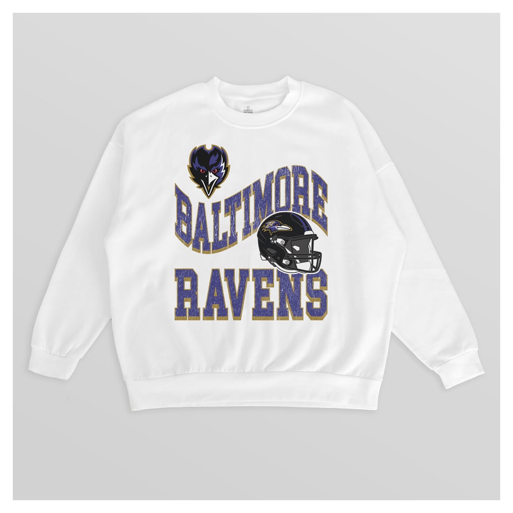  Baltimore Ravens Gameday Couture Women's Oversized Hard Earned Premium Fleece Pullover Sweatshirt - White