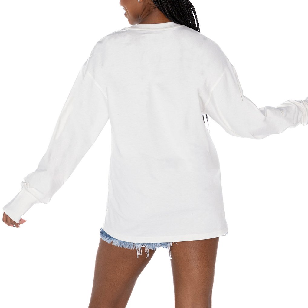  Baltimore Ravens Gameday Couture Women's Time Out Oversized Long Sleeve T-Shirt - White