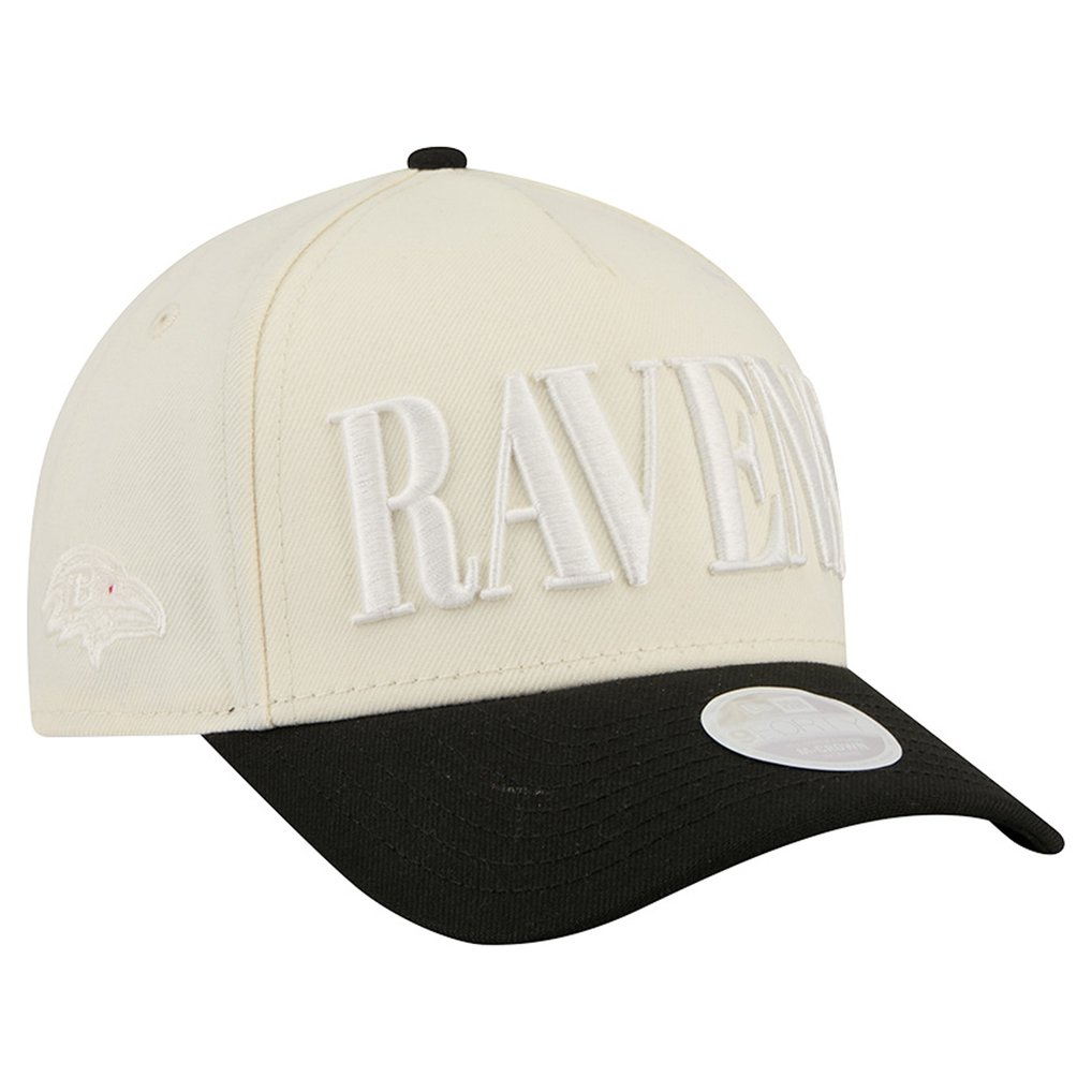 Baltimore Ravens New Era Women's Tonal A-Frame 9FORTY Adjustable Hat - Cream/Black