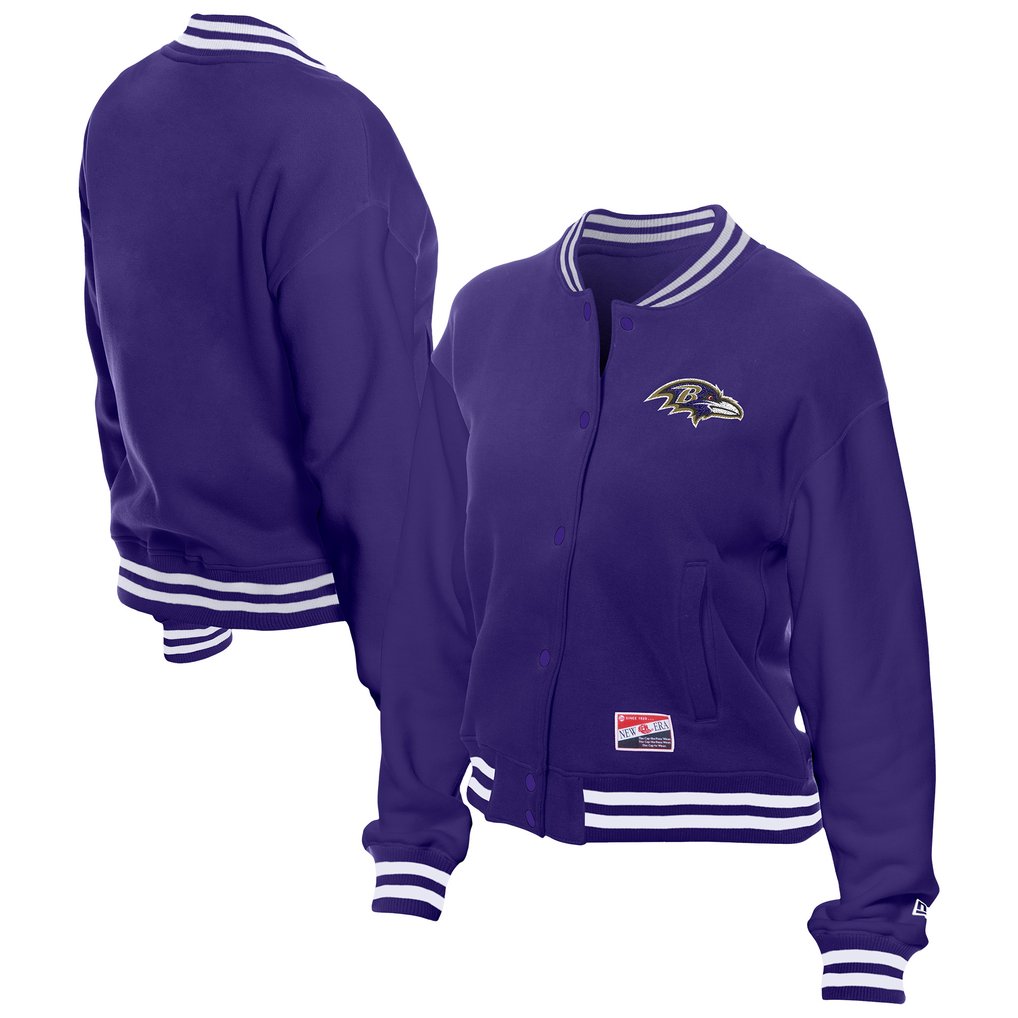  Baltimore Ravens New Era Women's Throwback Fleece Full-Snap Jacket - Purple