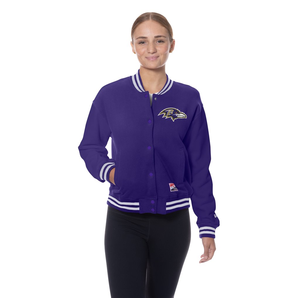  Baltimore Ravens New Era Women's Throwback Fleece Full-Snap Jacket - Purple