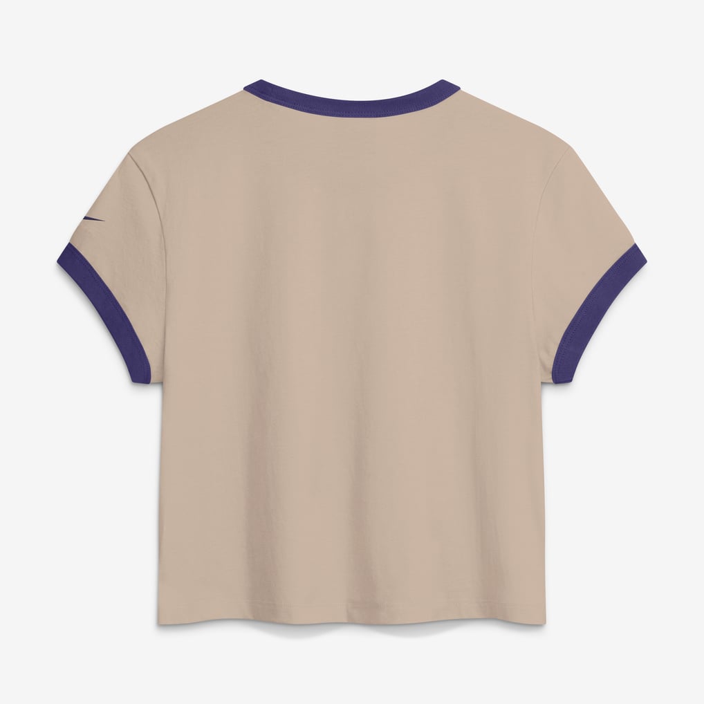 Baltimore Ravens Nike Women's Rewind Ringer Mod Cropped T-Shirt - Cream
