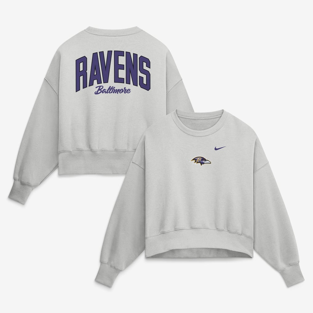  Baltimore Ravens Nike Women's Oversized Primetime Phoenix Fleece Sweatshirt - Gray