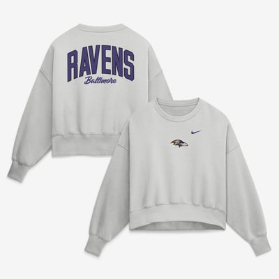  Baltimore Ravens Nike Women's Oversized Primetime Phoenix Fleece Sweatshirt - Gray
