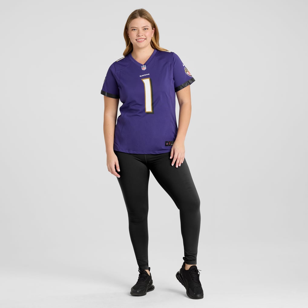 Number 1 Bride Baltimore Ravens Nike Women's Game Jersey - Purple