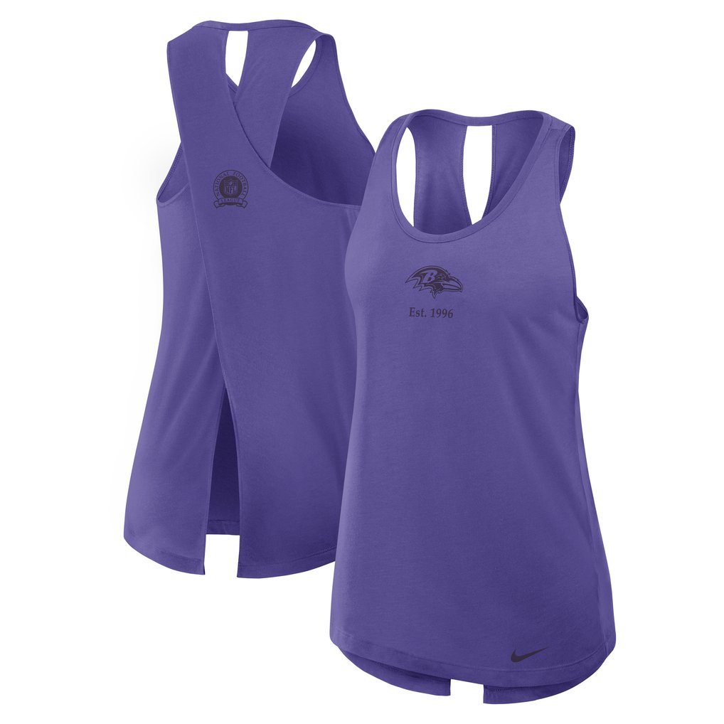 Baltimore Ravens Nike Women's Glory Open-Back Crisscross Dri-FIT Tank Top - Purple