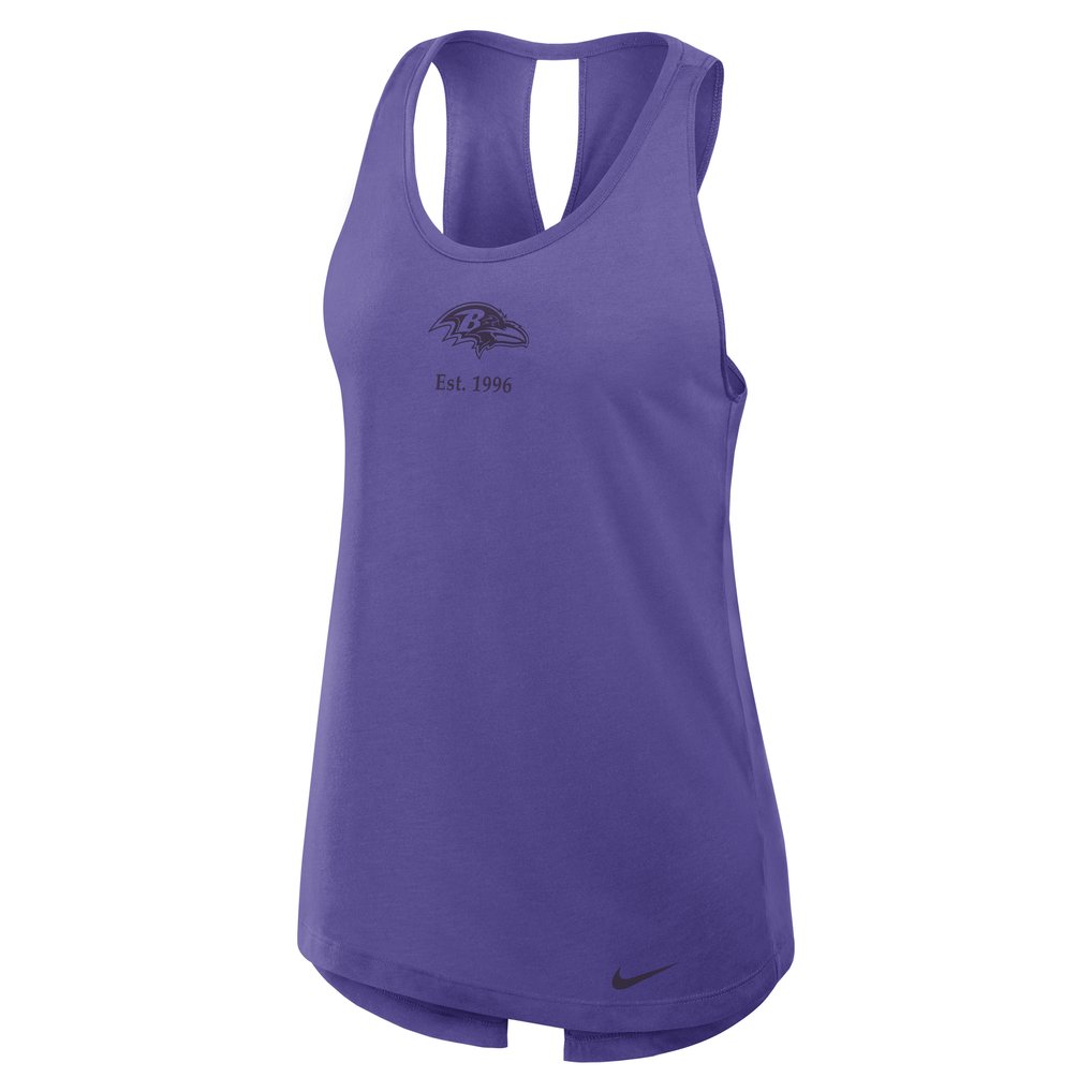 Baltimore Ravens Nike Women's Glory Open-Back Crisscross Dri-FIT Tank Top - Purple