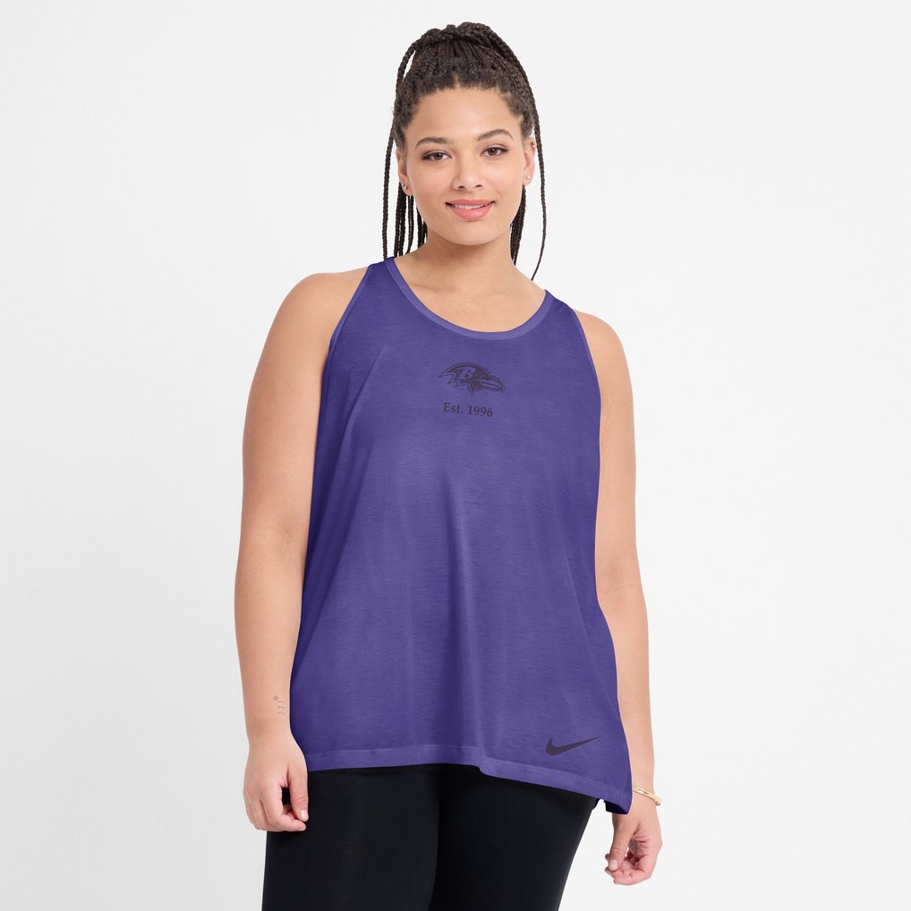 Baltimore Ravens Nike Women's Glory Open-Back Crisscross Dri-FIT Tank Top - Purple