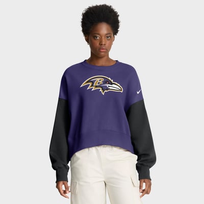 Baltimore Ravens Nike Women's Oversized Color-Block Pullover Sweatshirt - Purple
