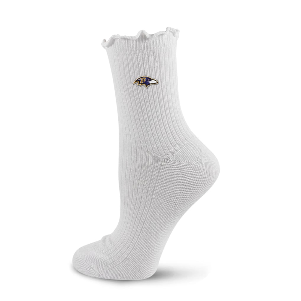 Baltimore Ravens PRO Compression Logo Lettuce Hem Quarter Socks - White