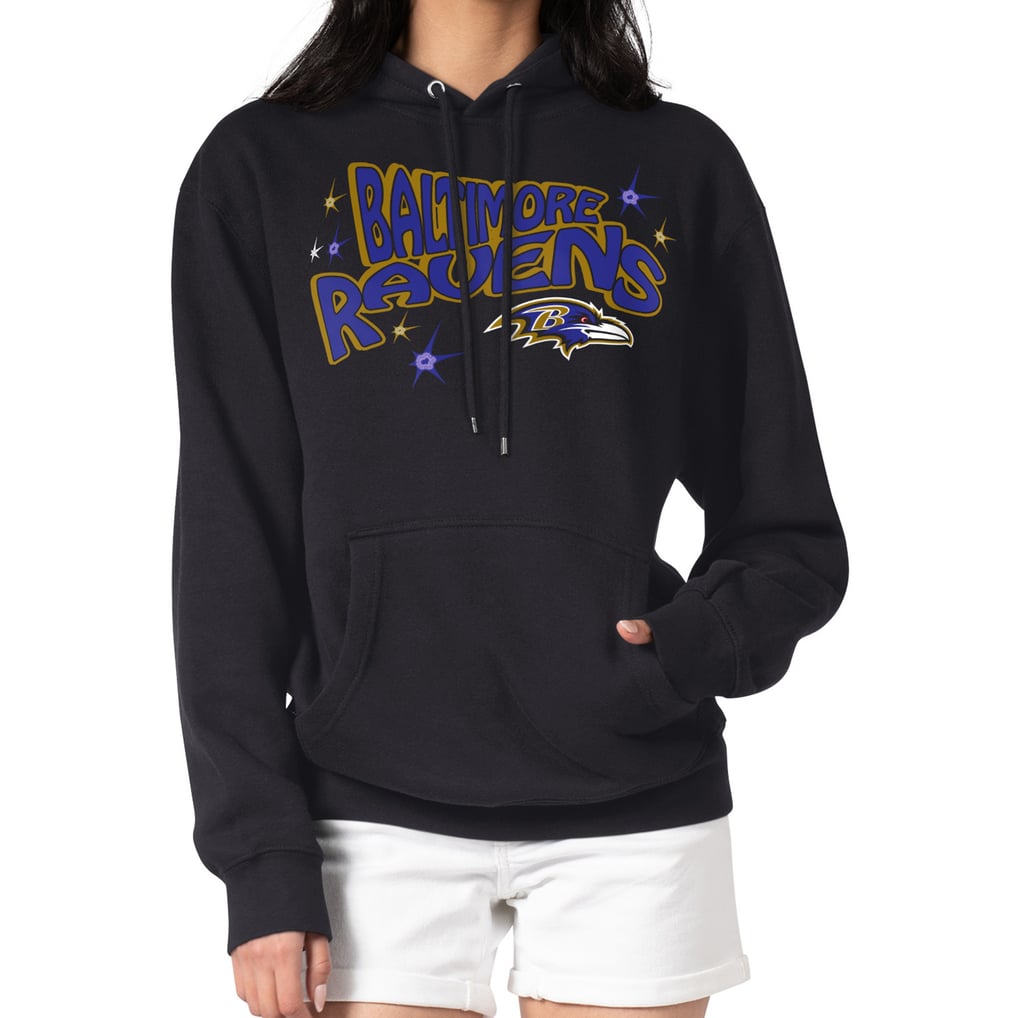 Baltimore Ravens Starter Women's Fireworks Fleece Pullover Hoodie - Black