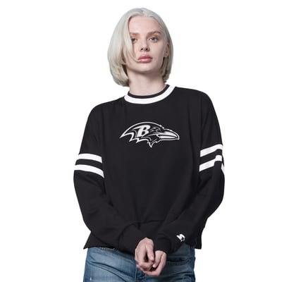  Baltimore Ravens Starter Women's Rally Drop Shoulder Cropped Sweatshirt - Black