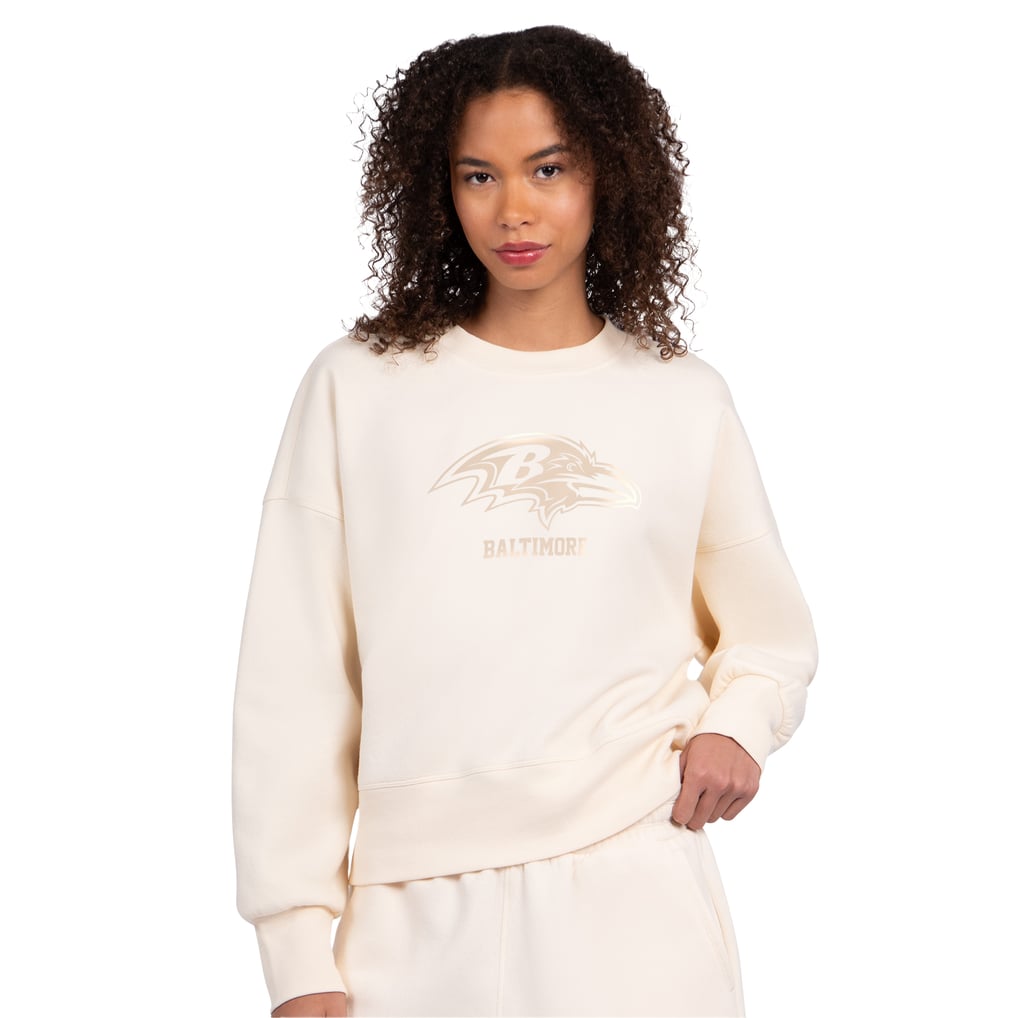 Baltimore Ravens Starter Women's Travel Pastels Boxy Fleece Sweatshirt - Cream