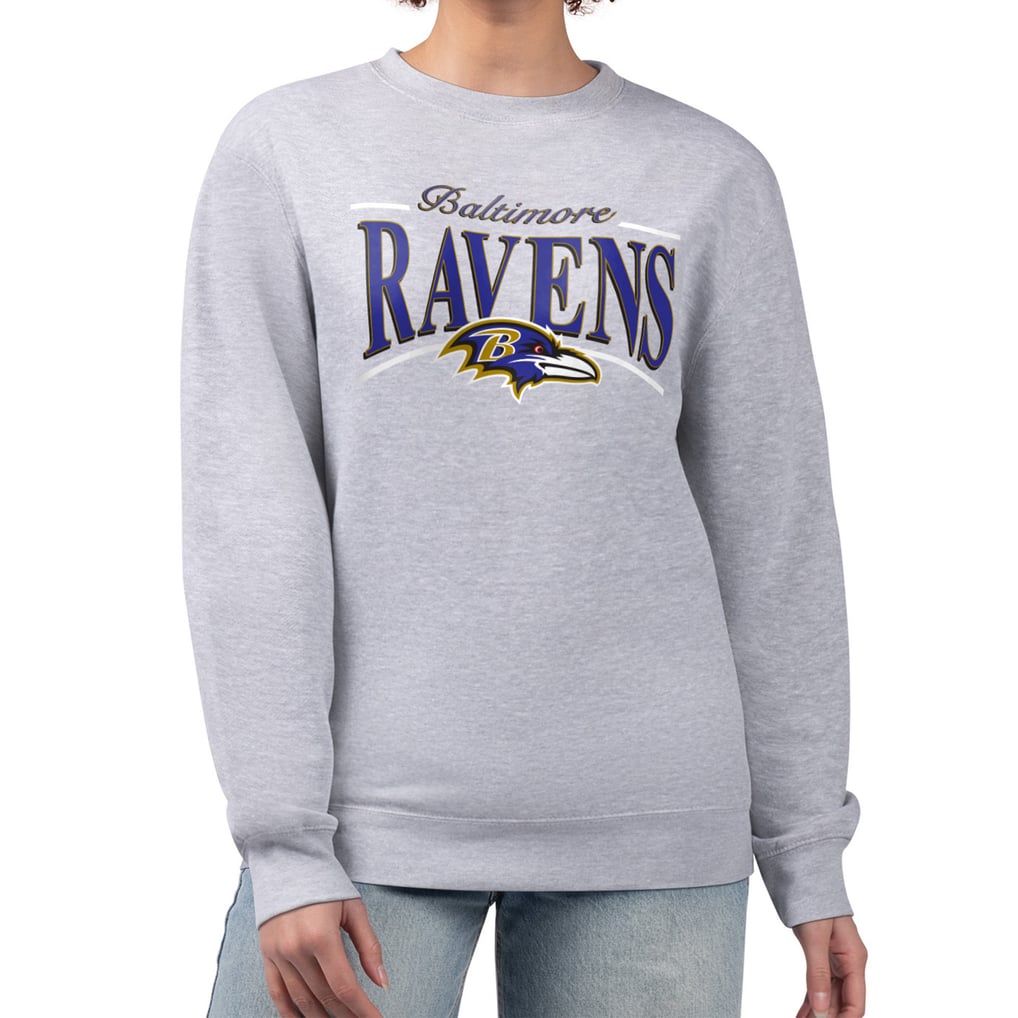 Baltimore Ravens Starter Women's Arch Stripe Fleece Pullover Sweatshirt - Gray