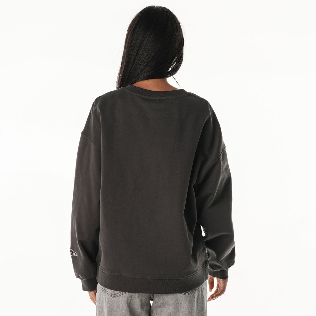  Baltimore Ravens The Wild Collective Women's Rock Crystal Oversized Crewneck Sweatshirt  - Charcoal