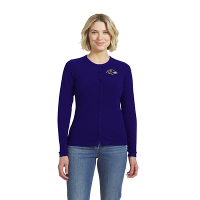  Baltimore Ravens WEAR by Erin Andrews Women's Ribbed Full-Button Cardigan Sweater - Purple