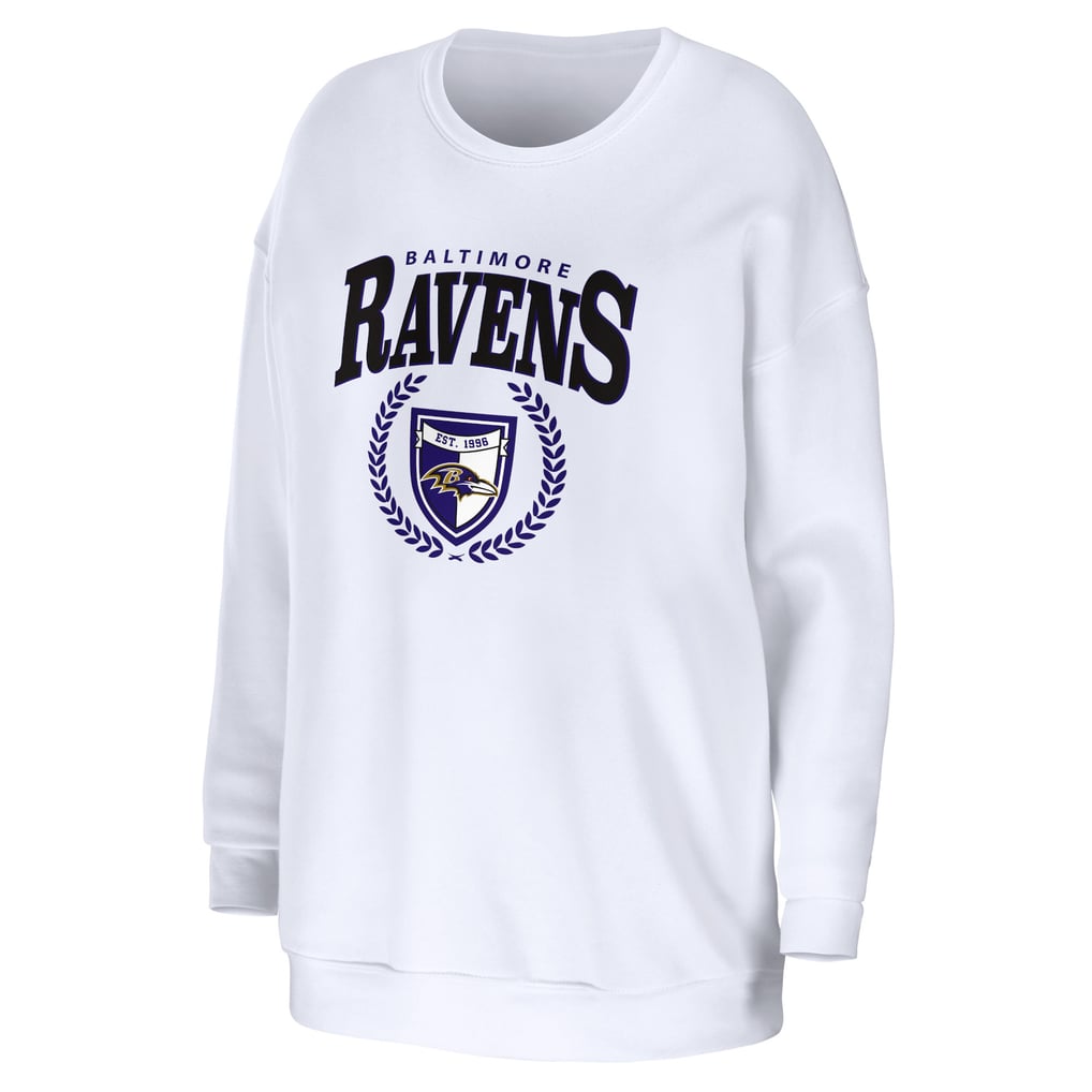 Baltimore Ravens WEAR by Erin Andrews Women's Oversized Pullover Sweatshirt - White