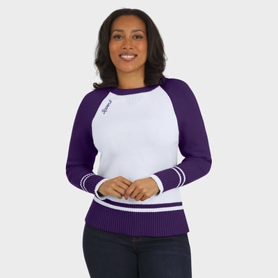 Baltimore Ravens WEAR by Erin Andrews Women's Colorblock Raglan Sweater - White/Purple