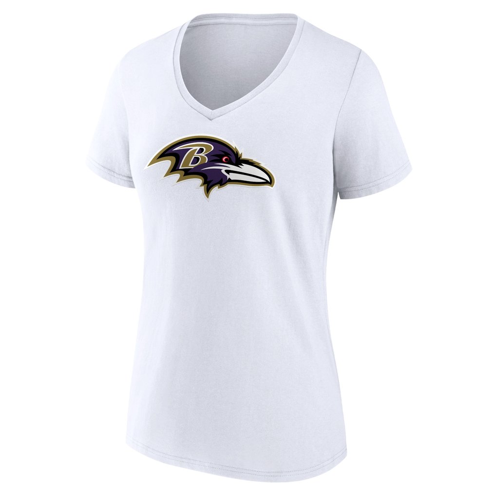 Baltimore Ravens Women's Primary Team Logo V-Neck T-Shirt - White