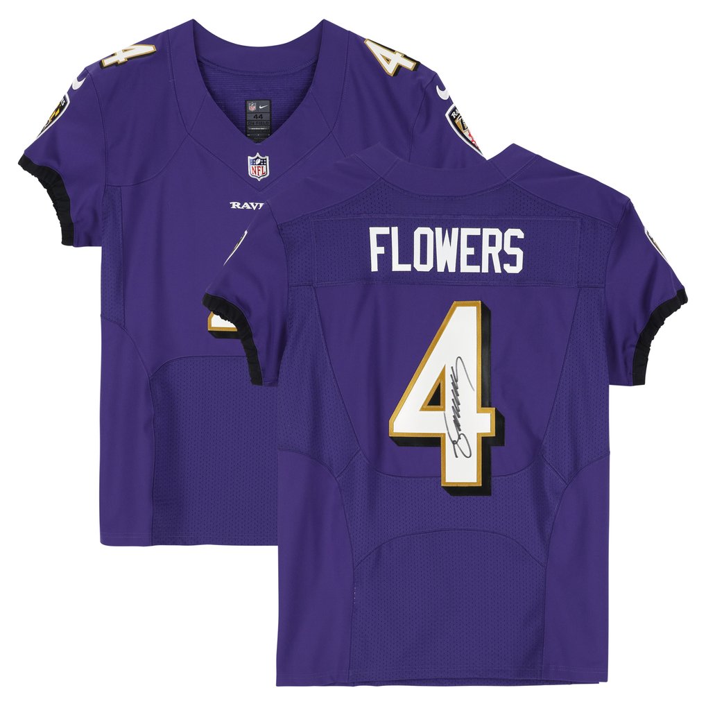 Zay Flowers Baltimore Ravens Autographed Fanatics Authentic Purple Nike Elite Jersey