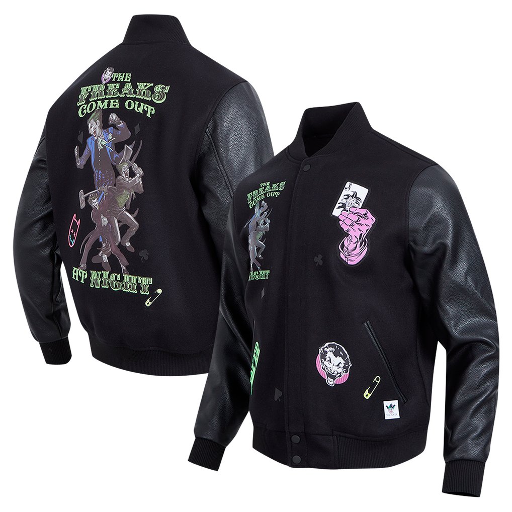 Batman Freeze Max The Freaks Come Out Full-Zip Varsity Jacket - Black