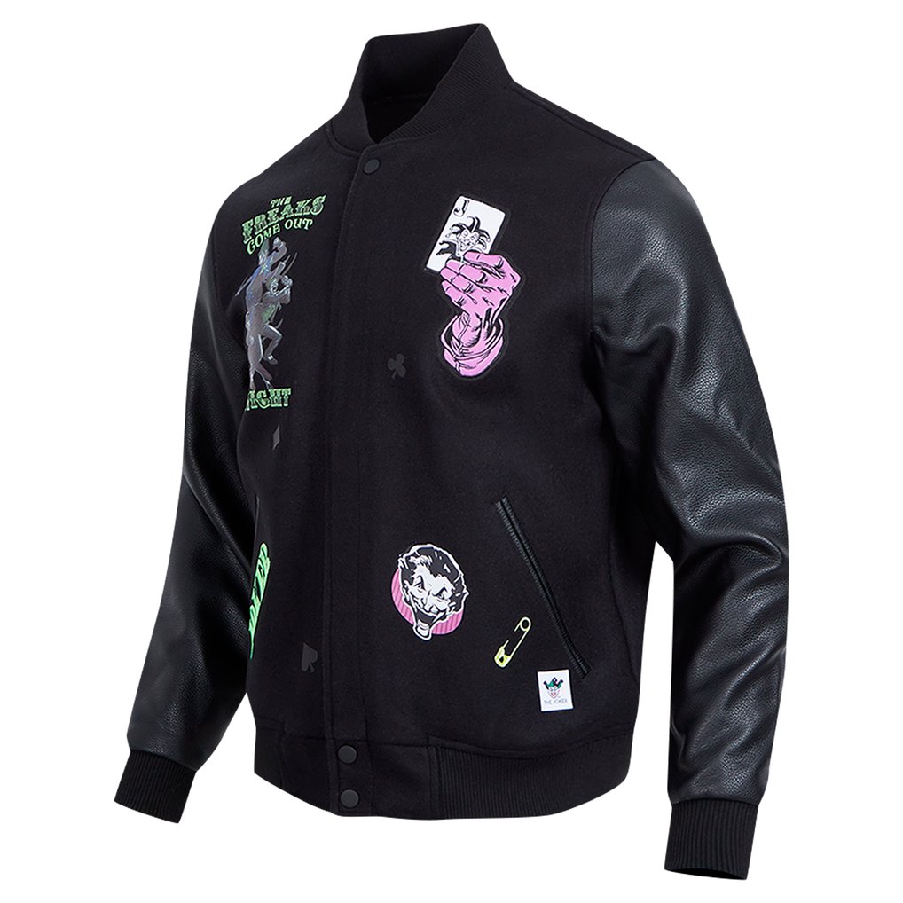 Batman Freeze Max The Freaks Come Out Full-Zip Varsity Jacket - Black