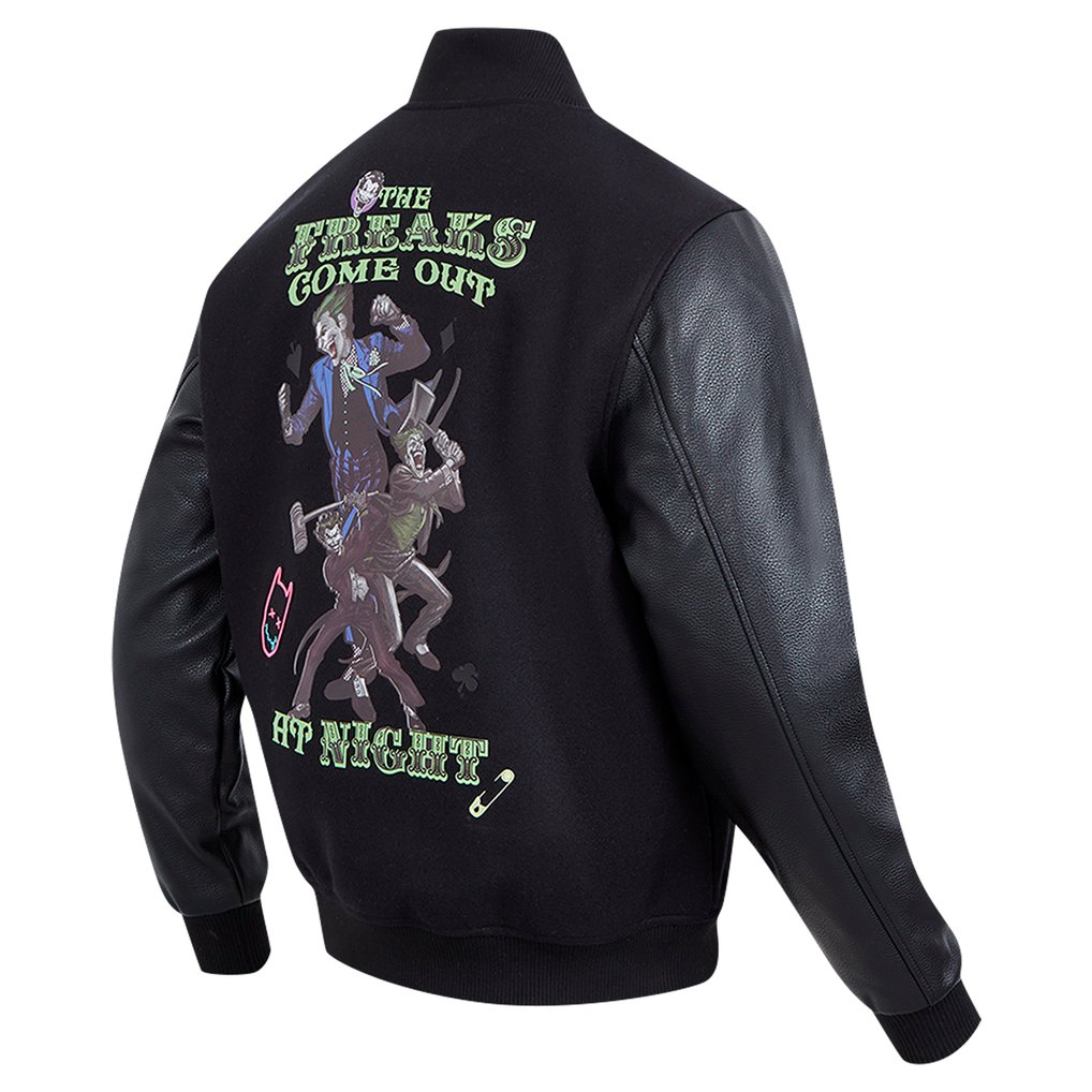 Batman Freeze Max The Freaks Come Out Full-Zip Varsity Jacket - Black
