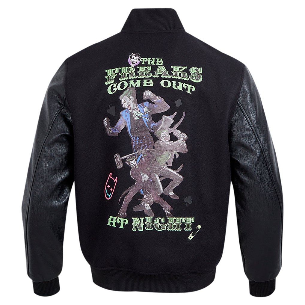 Batman Freeze Max The Freaks Come Out Full-Zip Varsity Jacket - Black