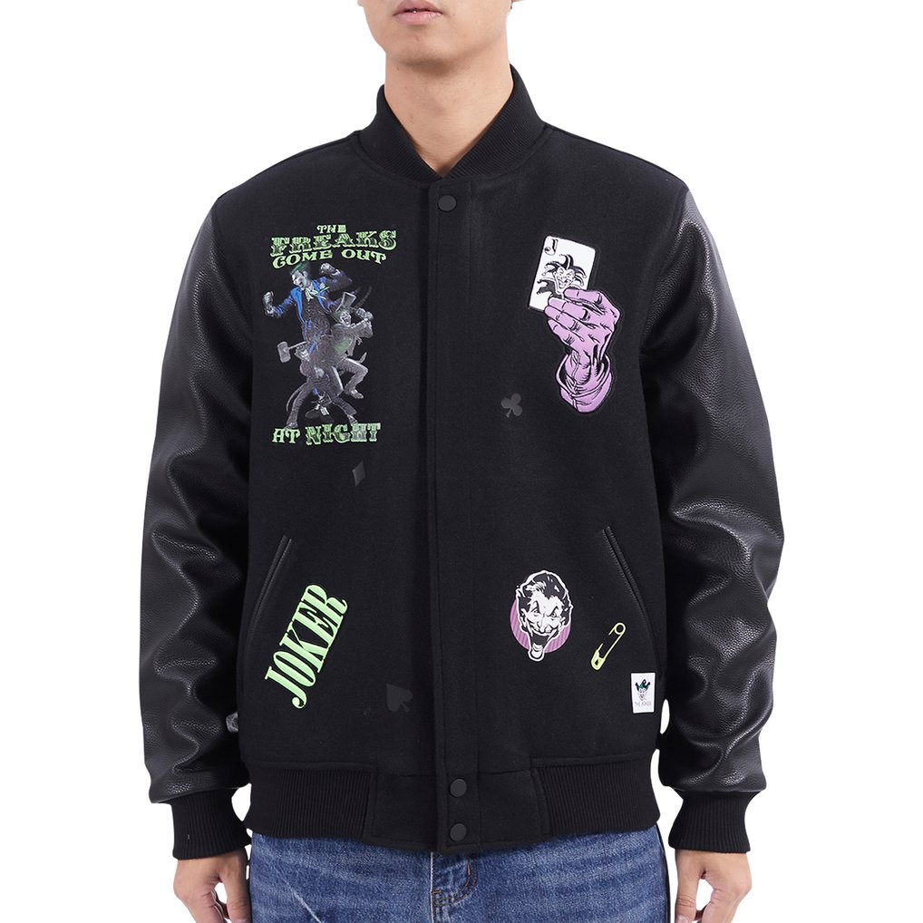 Batman Freeze Max The Freaks Come Out Full-Zip Varsity Jacket - Black